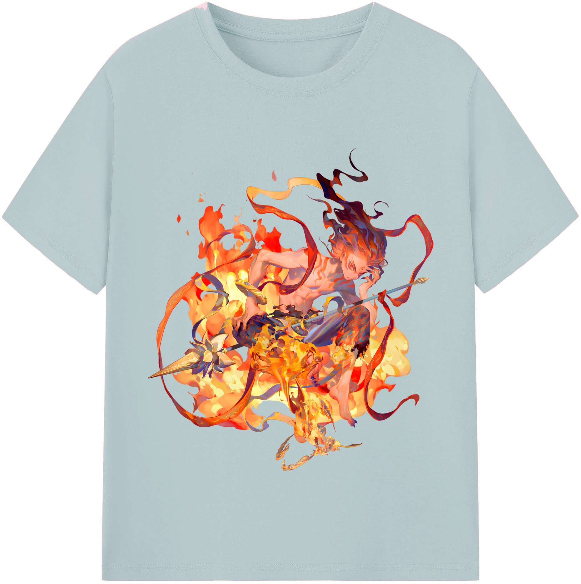 （画像用） Ne Zha 2 ナタ 魔童の大暴れ 綿100％半袖Tシャツ（フロントプリント）